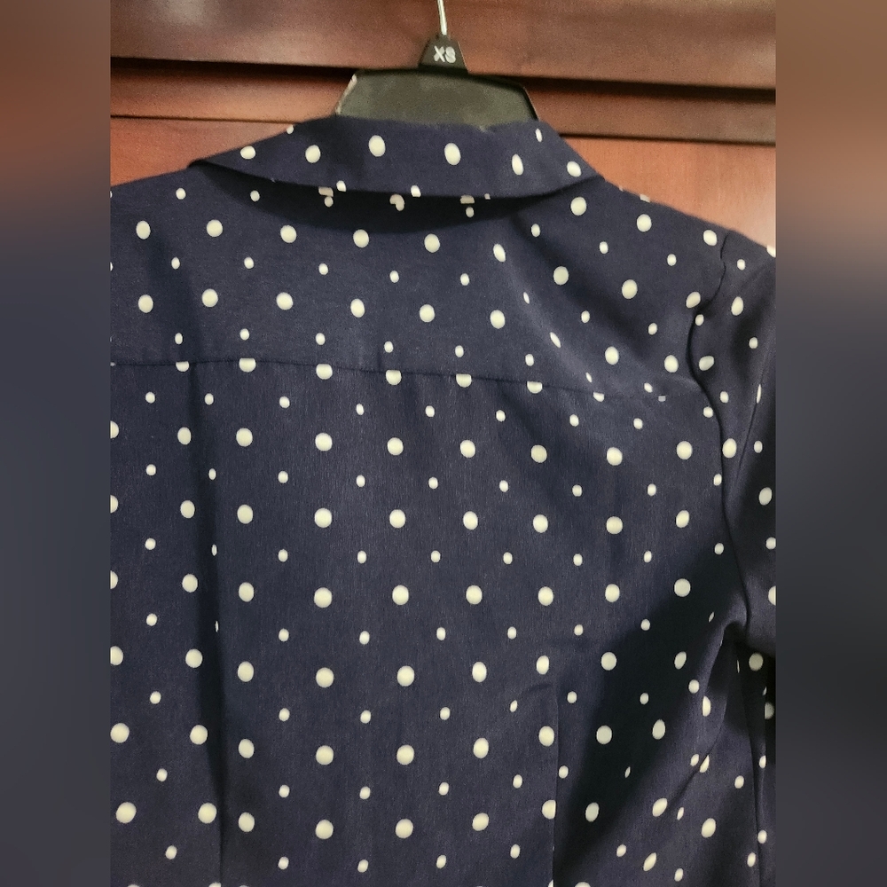 Navy Polka Dot Dress XS-S - Picture 10 of 11